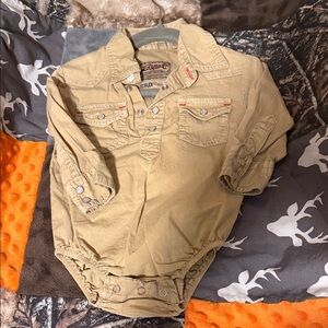 Pear snap Tan Long Sleeve Onesie